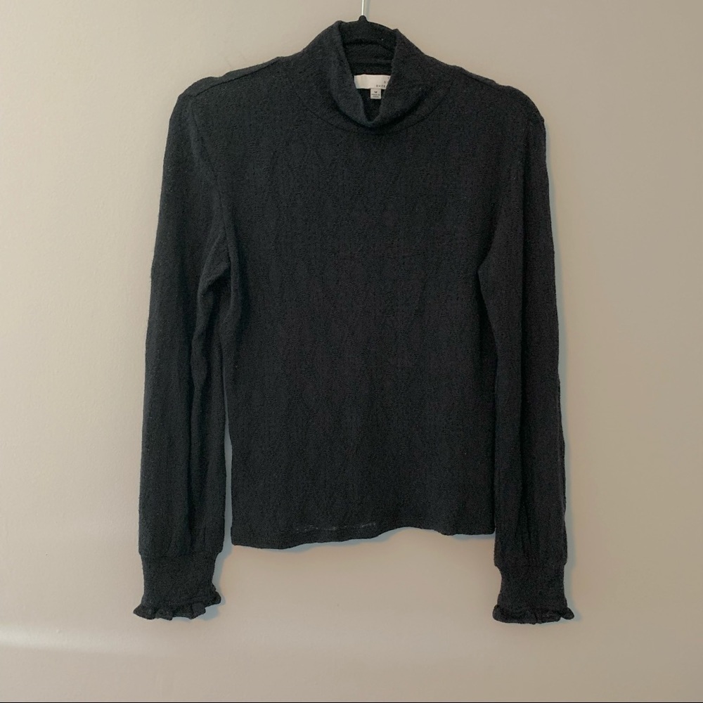 Women’s Ten Sixty Sherman black thin knit mock neck pullover sweater